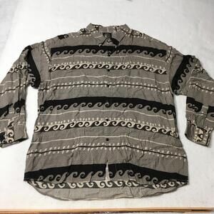 Y2K Chrome  Style gray Black Long Sleeve Button Down Cross Shirt